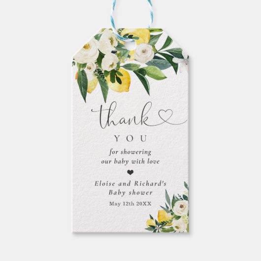 Citroen Citrus Mediterraan Baby shower Favor Cadeaulabel (Voorkant)