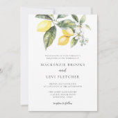 Citroen Citrus Mediterrane Tegels Natuur bruiloft Kaart (Voorkant)