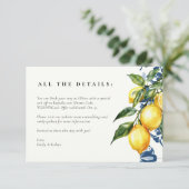 Citroen Citrus Positano Italiaanse bruiloft Informatiekaartje (Staand voorkant)