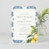 Citroen Citrus Positano Italiaanse bruiloft Kaart (Staand voorkant)