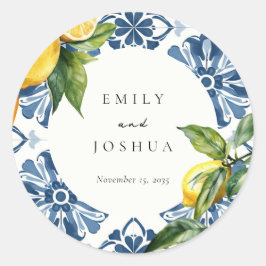 Citroen Citrus Positano Italiaanse bruiloft Ronde Sticker