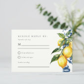 Citroen Citrus Positano Italiaanse bruiloft RSVP (Staand voorkant)
