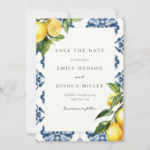 Citroen Citrus Positano Italiaanse bruiloft Save The Date (Voorkant)