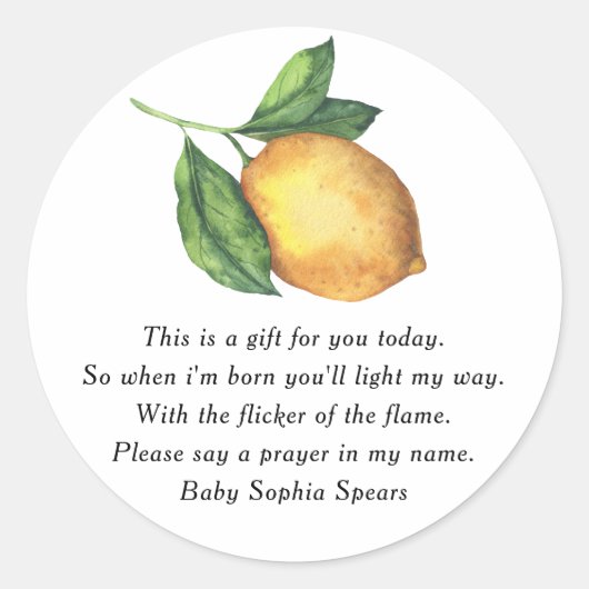 Citroen citrus - Prayer Candle Label (Voorkant)