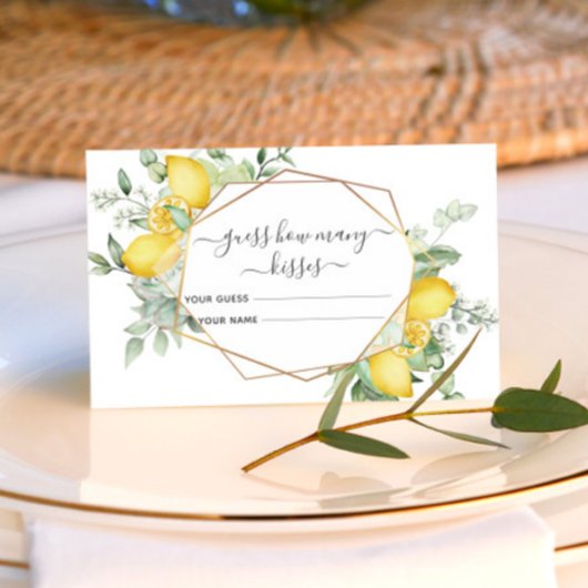 Citroen Citrus raden hoeveel kisses bruids spel Informatiekaartje