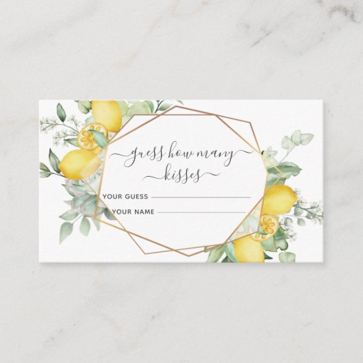 Citroen Citrus raden hoeveel kisses bruids spel Informatiekaartje (Voorkant)