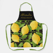 Citroen Citrus Script Naam Zwarte Thuiskok Schort (Voorkant)