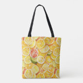 Citroen Citrus Slices met Custom Monogram Tote Bag (Achterkant)