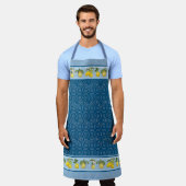 Citroen Citrus Trellis Franse Boerderij Marine Schort (Gedragen)