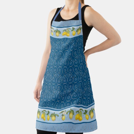 Citroen Citrus Trellis Franse Boerderij Marine Schort (Insitu)