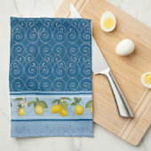 Citroen Citrus Trellis Franse Boerderij Marine Theedoek (Quarter Fold)