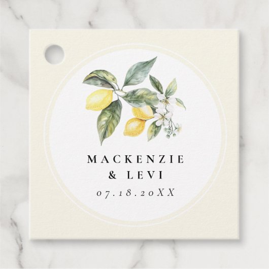 Citroen Citrus Tuin Huwelijk Elegant Bedankjes Labels (Voorkant)