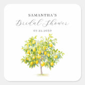 Citroen Citrus Waterverf Bruidsdouche  Vierkante Sticker (Voorkant)