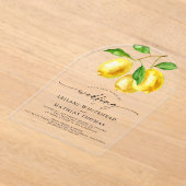 Citroen Citrus Waterverf Bruiloft Acryl Uitnodigingen (Laagn)