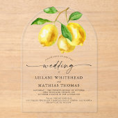 Citroen Citrus Waterverf Bruiloft Acryl Uitnodigingen (Voorkant)
