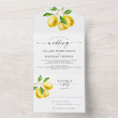 Citroen Citrus Waterverf Bruiloft All In One Uitnodiging (Binnen)