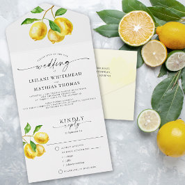 Citroen Citrus Waterverf Bruiloft Maaltijd Keuze All In One Uitnodiging