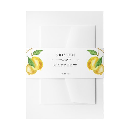 Citroen Citrus Waterverf Bruiloft Uitnodigingen Wikkel (Voorkant Voorbeeld)