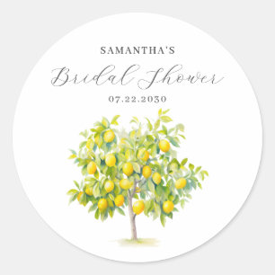 Citroen citrus waterverf bruiloftsborrel  ronde sticker