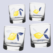 Citroen Citrus Waterverf Gepersonaliseerde Naam Whisky Glas