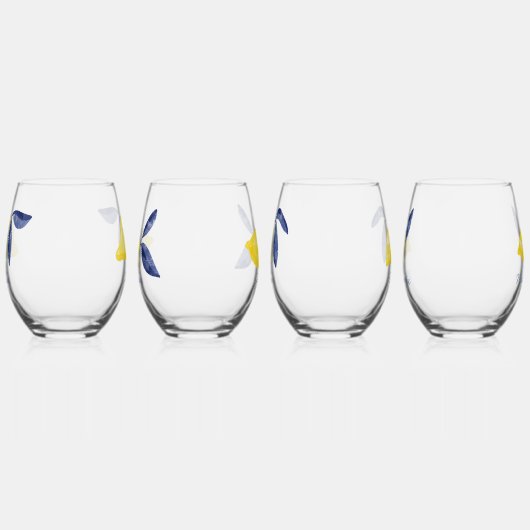 Citroen Citrus Waterverf Gepersonaliseerde Naam Wijnglas Zonder Voet (Links)