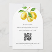 Citroen Citrus Waterverf QR Code Bruiloft Kaart (Achterkant)