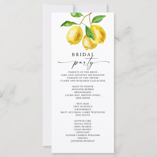 Citroen Citrus Waterverf Trouwprogramma (Achterkant)