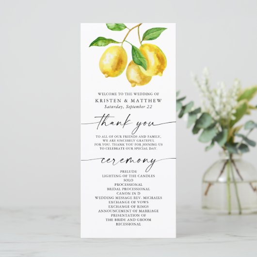 Citroen Citrus Waterverf Trouwprogramma (Staand voorkant)