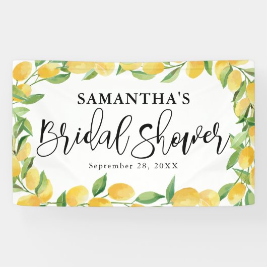 Citroen Citrus Waterverf Vrijgezellenfeest Spandoek (Horizontaal)