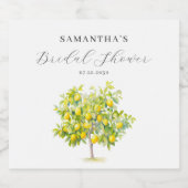 Citroen Citrus Waterverf Vrijgezellenfeest Sparkling Wijnetiket (Enkel label)