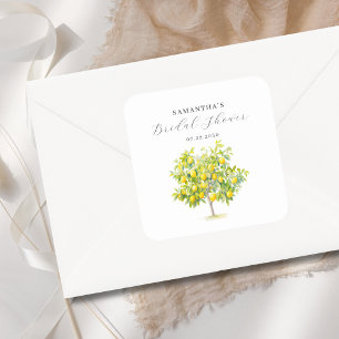 Citroen Citrus Waterverf Vrijgezellenfeest Vierkante Sticker