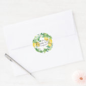 Citroen Citrus Waterverf Wit Bloemenblad groen Ronde Sticker (Envelop)