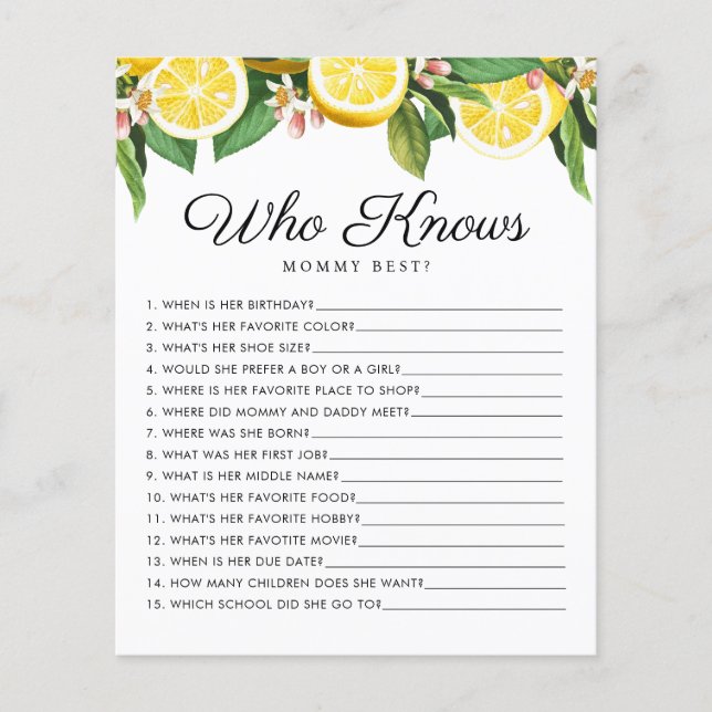 Citroen Citrus Wie kent mama Baby spel (Voorkant)