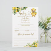 Citroen Citrus Zomer Baby shower Game (Staand voorkant)