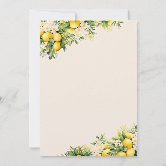 Citroen Citrus Zomer genderneutraal Baby shower Kaart (Achterkant)