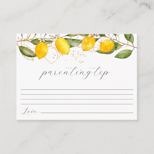 Citroen Citrus Zomer Ouderschap Tip Baby shower Informatiekaartje (Voorkant)