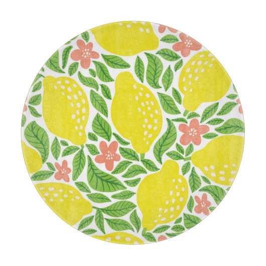 Citroen Citrus Zomer Patroon Snijplank (Voorkant)