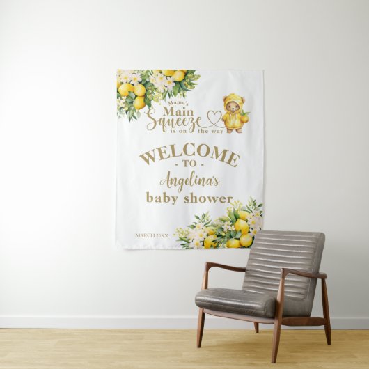 Citroen Citrus Zomer welkom Baby shower Wandkleed (In situ)