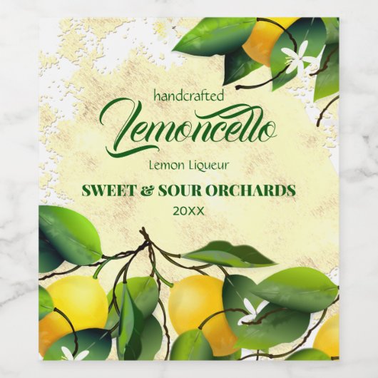 Citroen Citrusfruit Limoncello Wijn Etiket (Enkel label)