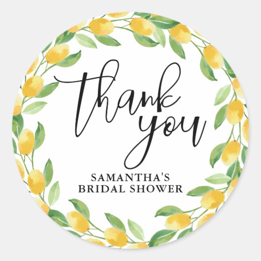 Citroen Citrusfruit Waterverf Ronde Sticker (Voorkant)