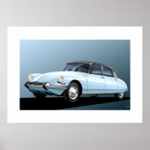 Citroen DS19 Bleek blauw kunstwerk Poster (Voorkant)
