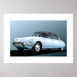 Citroen DS19 Bleek blauw kunstwerk Poster