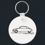 Citroën DS 21 Sleutelhanger<br><div class="desc">Voor de klassieke Citroën DS 21 enthousiast. Afbeeldingen van de Citroën DS 21 op diverse producten zoals t - shirts,  shirten,  kleding,  uitnodigingen en geschenken. Illustratie door Frank Schuster Citroen</div>
