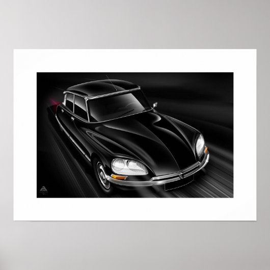 Citroen DS "bij toerental 2", geïllustreerd Poster (Voorkant)