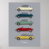 Citroen DS Collectie Kleurenversie Poster (Voorkant)