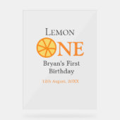 Citroen een gelukkige 1e verjaardag sinaasappel gr acryl bord (Voorkant)