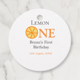 Citroen een gelukkige 1e verjaardag sinaasappel gr bedankjes labels