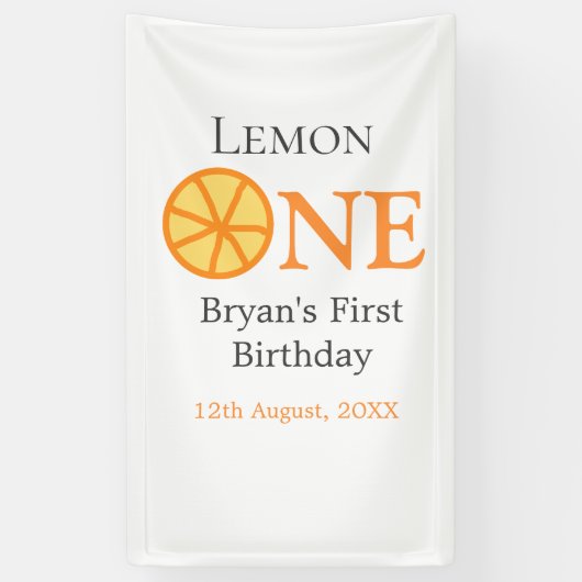 Citroen een gelukkige 1e verjaardag sinaasappel gr spandoek (Verticaal)