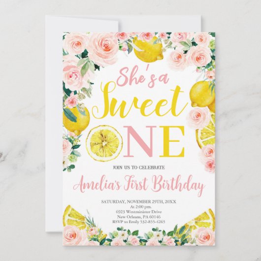 Citroen eerste verjaardag, Citrus verjaardagsfeest Kaart (Voorkant)