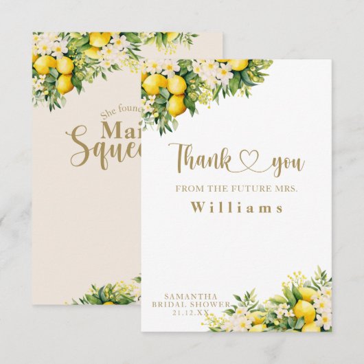 Citroen Elegant Modern Zomer Vrijgezellenfeest Bedankkaart (Voorkant / Achterkant)